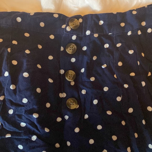 Polka-dot, wide-leg navy blue American Eagle palazzo pants - Picture 2 of 3